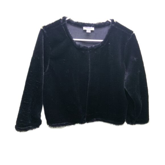 Calvin Klein Womens Black Faux Fur Short Jacket Size L - Picture 1 of 6